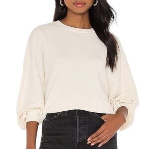 Rails Reeves drop sleeve cuffed oversized rolled hem Sweatshirt Cream Pumice S